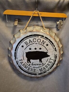 Black & Silver Metal Bacon Farmers Market Wall Sign